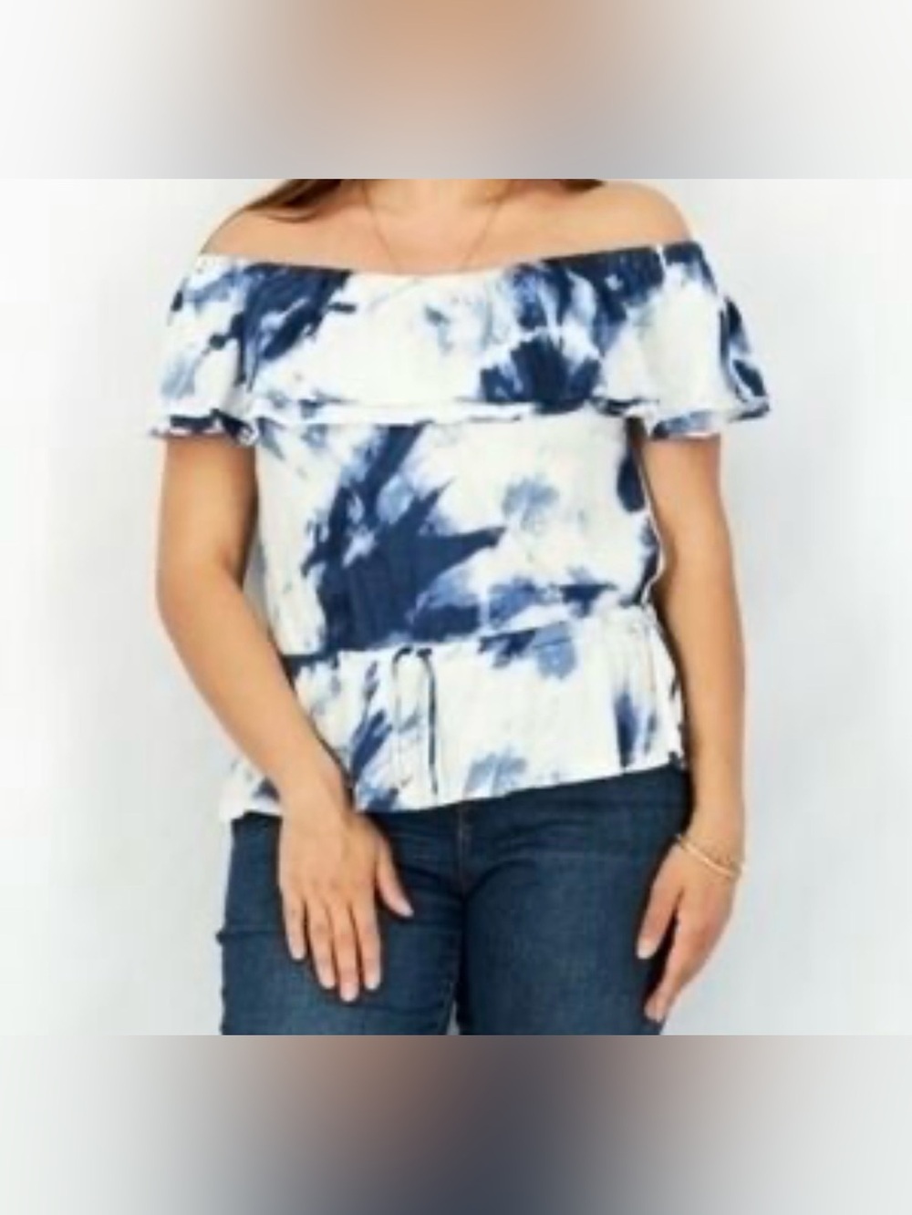 Lauren Ralph Lauren tie dye ruffle elastic waist knit shirt size XL